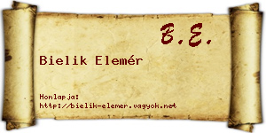 Bielik Elemér névjegykártya